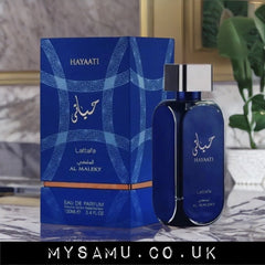 mysamu.co.uk ARABIC PERFUME Hayaati Al Maleky Lattafa Unisex Perfumes 100 ml EDP scent bottle