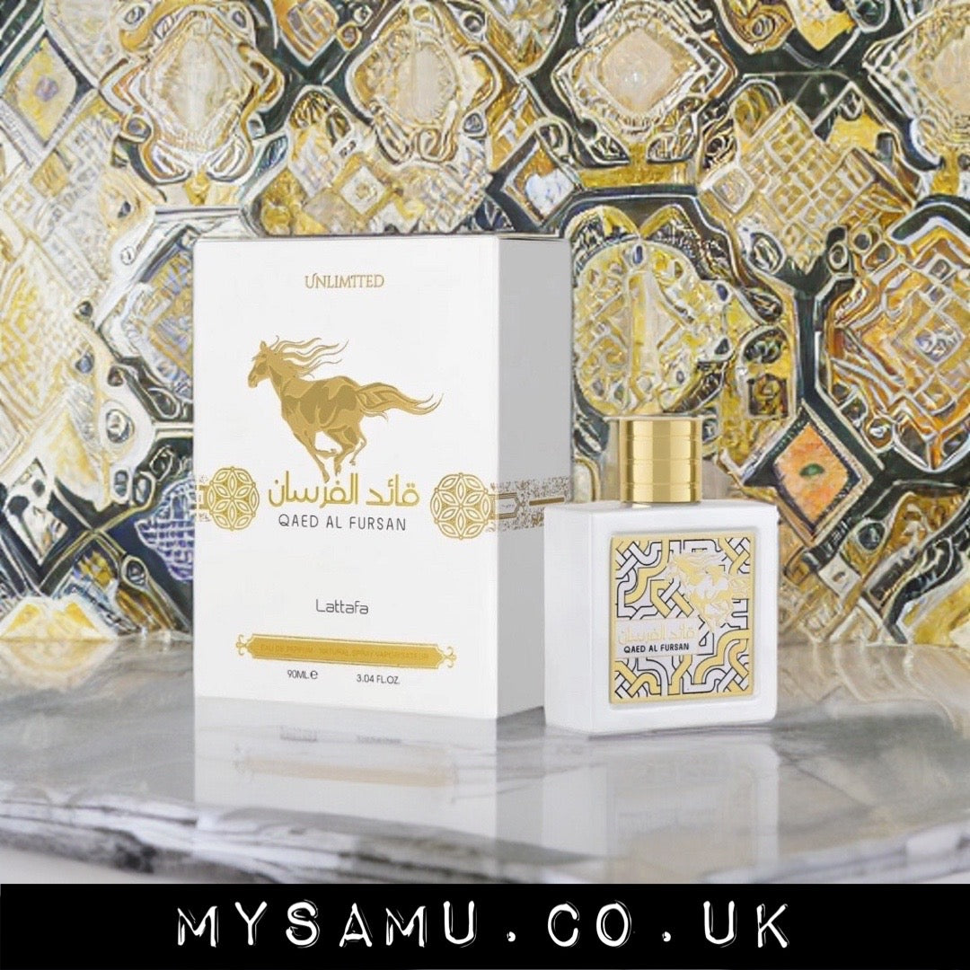 mysamu.co.uk ARABIC PERFUME Qaed Al Fursan Unlimited Lattafa Unisex Perfumes 90 ml EDP scent bottle